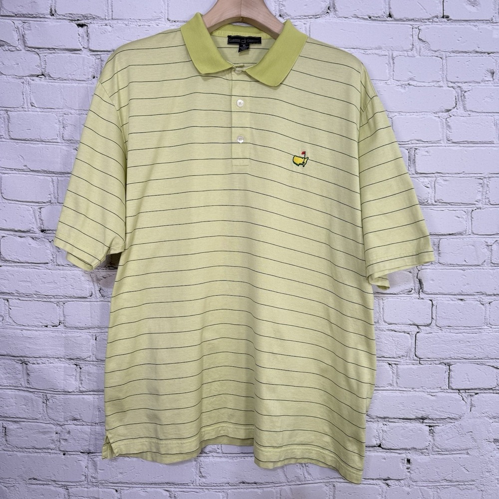 Masters Clubhouse Collection Golf Polo Shirt Mens XL Made Italy Greenish Yellow